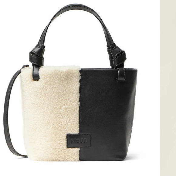 New Staud Ida Mini Tote with Real Wool & Leather - Picture 2 of 9